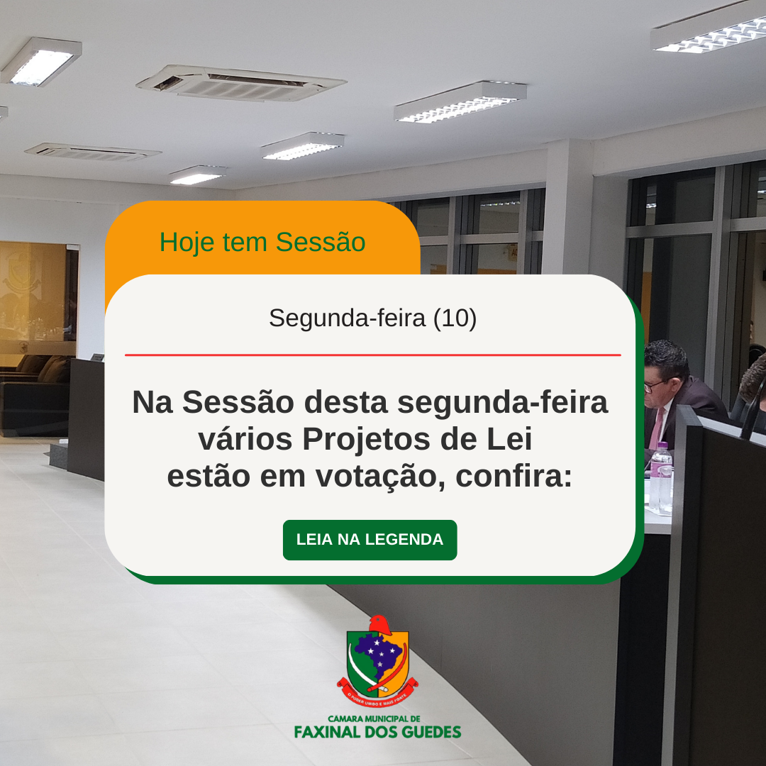 Na Sessão desta segunda-feira (10) vários Projetos de Lei estão em votação, confira: