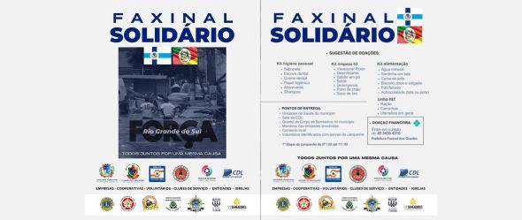 Campanha ‘Faxinal Solidário’ busca doações para os atingidos no RS